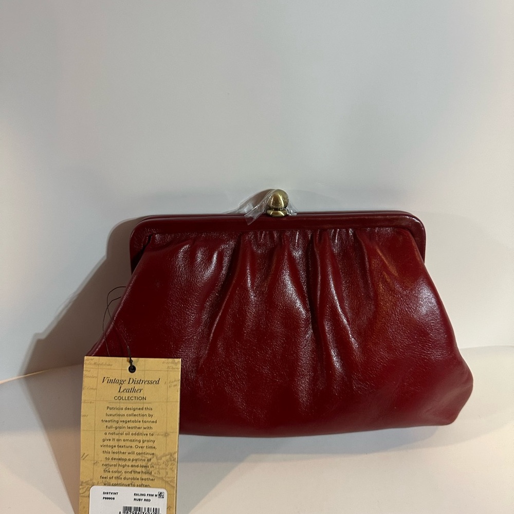 Patricia Nash Deep Red Leather Clutch
